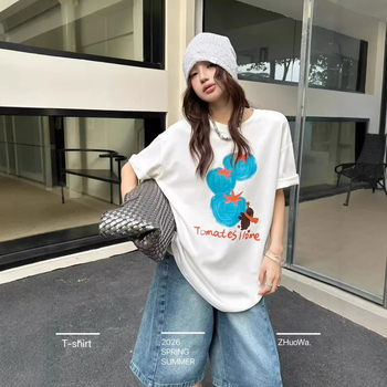 Tricou lejer pentru femei, cu guler rotund, lungime medie, mâneci scurte, stil coreean de vară, casual, din Milk Silk