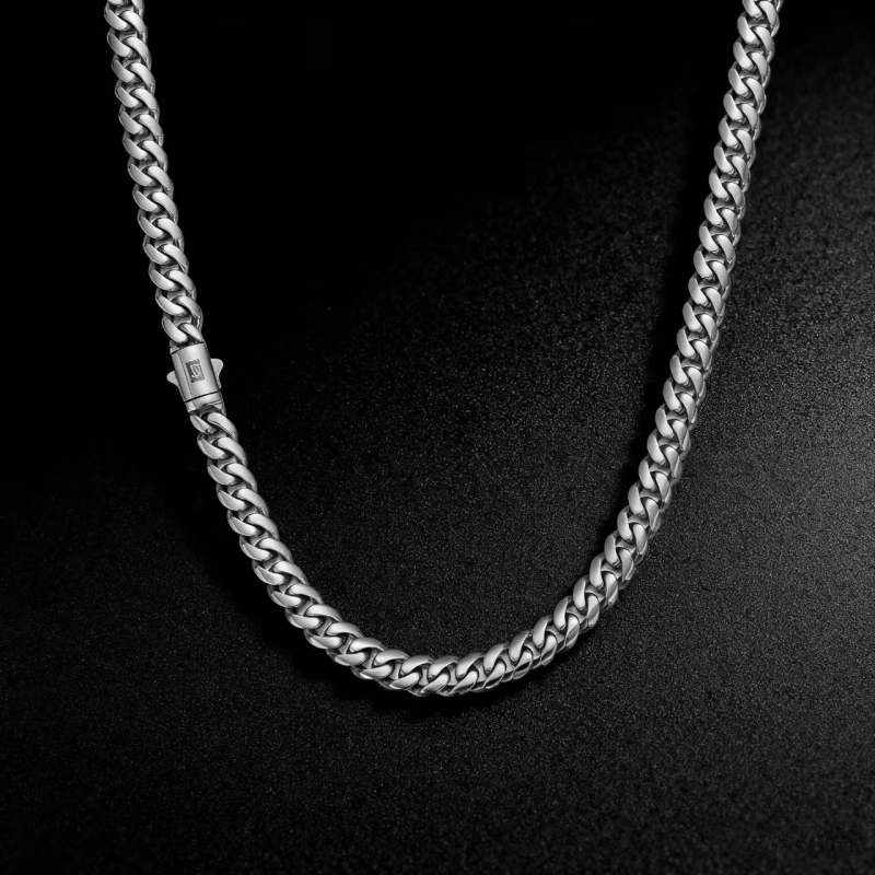 Férfi kubán lánc rozsdamentes acélból, arany- és ezüstözött, hiphop stílusú ékszer, hossz 71–80 cm