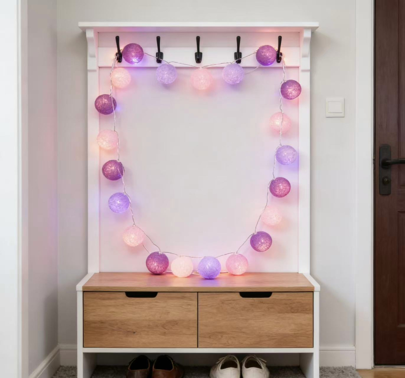 LED σχοινάκι με βαμβακερά μπαλάκια για χριστουγεννιάτικη διακόσμηση, 100 LED, μήκη 1,6 m ή 3,2 m, απαλό λαμπύρισμα για παιδικό δωμάτιο