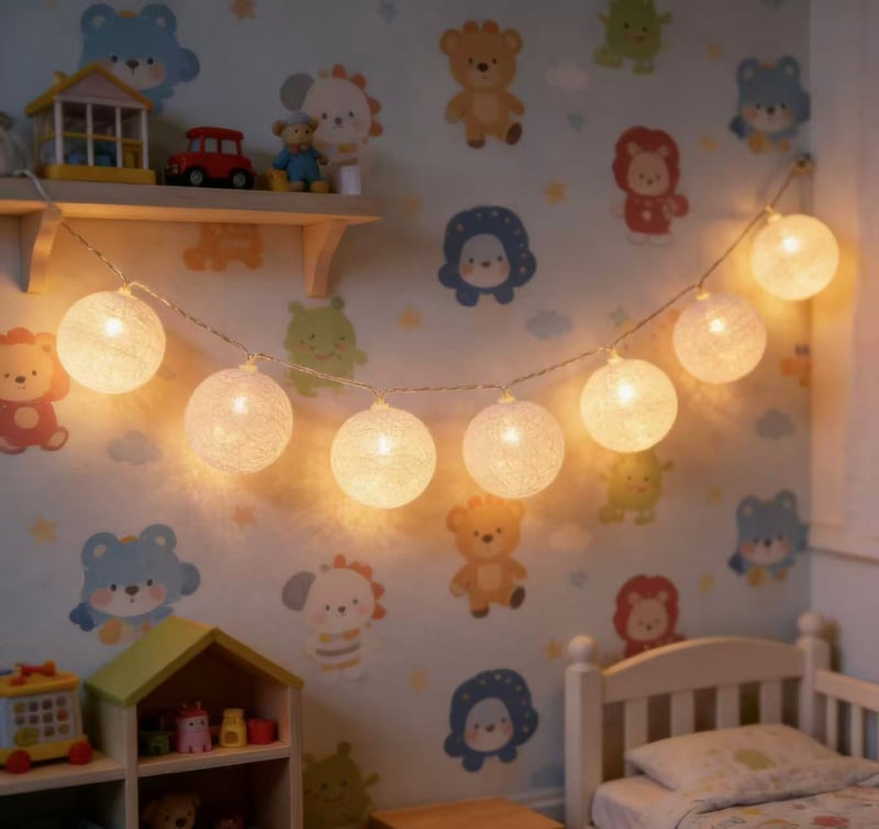 LED σχοινάκι με βαμβακερά μπαλάκια για χριστουγεννιάτικη διακόσμηση, 100 LED, μήκη 1,6 m ή 3,2 m, απαλό λαμπύρισμα για παιδικό δωμάτιο