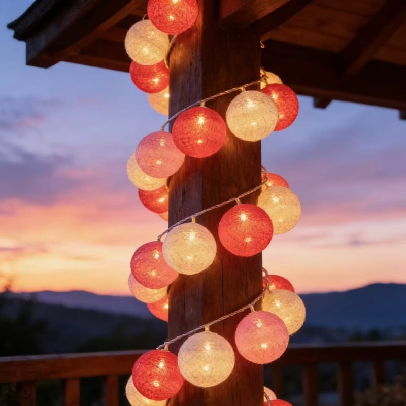 LED σχοινάκι με βαμβακερά μπαλάκια για χριστουγεννιάτικη διακόσμηση, 100 LED, μήκη 1,6 m ή 3,2 m, απαλό λαμπύρισμα για παιδικό δωμάτιο