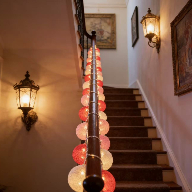 LED σχοινάκι με βαμβακερά μπαλάκια για χριστουγεννιάτικη διακόσμηση, 100 LED, μήκη 1,6 m ή 3,2 m, απαλό λαμπύρισμα για παιδικό δωμάτιο