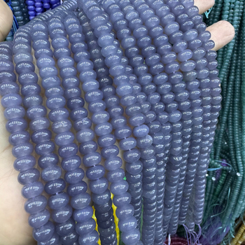 8 mm-es abakus gyöngyök Hetian jade chalcedonból, áttetsző víz-kék színben, DIY ékszerekhez — kerek gyöngyök