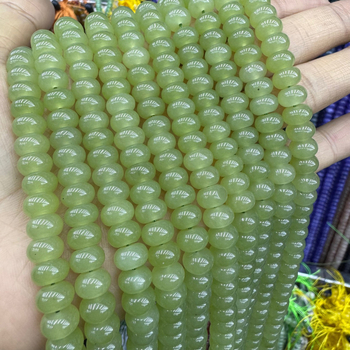 8 mm-es abakus gyöngyök Hetian jade chalcedonból, áttetsző víz-kék színben, DIY ékszerekhez — kerek gyöngyök