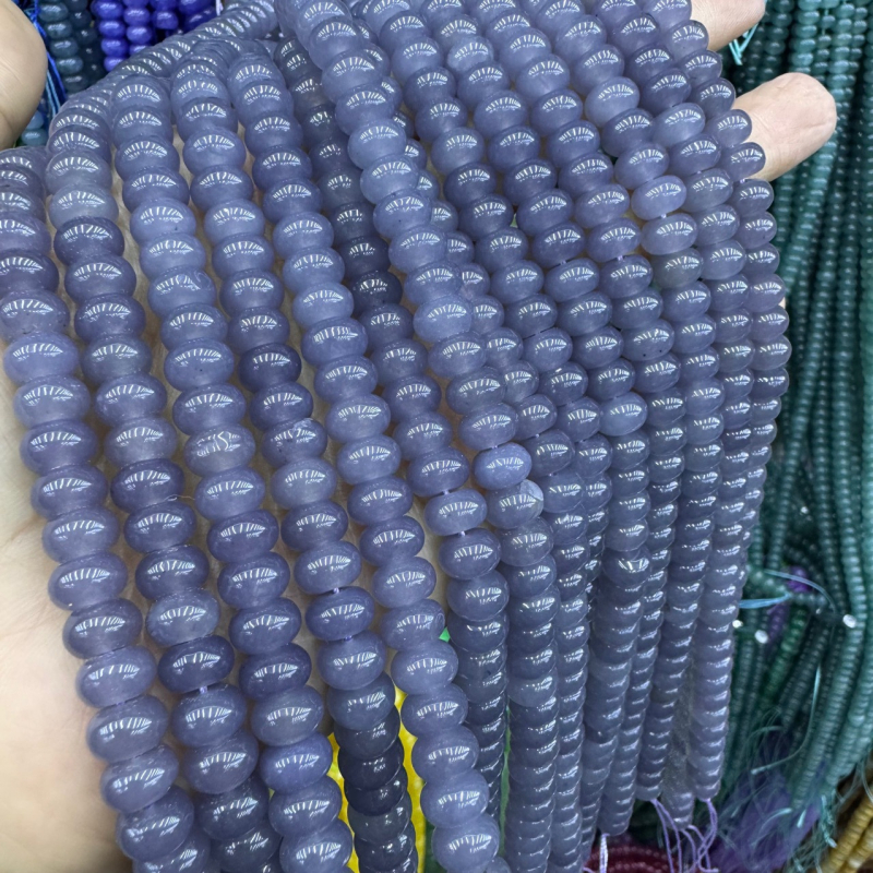 8 mm-es abakus gyöngyök Hetian jade chalcedonból, áttetsző víz-kék színben, DIY ékszerekhez — kerek gyöngyök