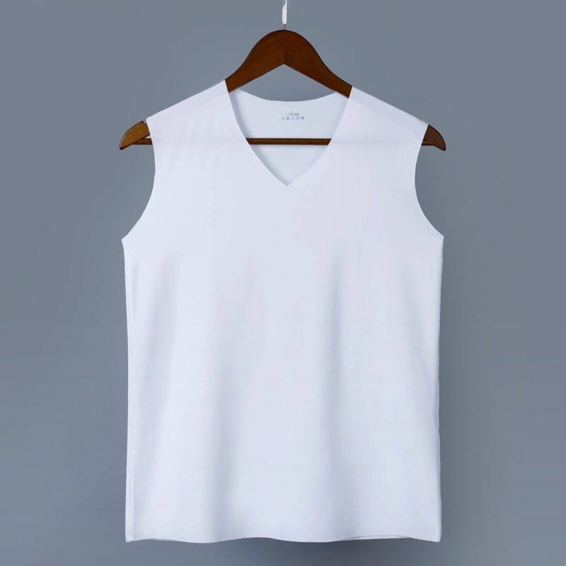 Vesta pentru bărbați fără cusături din ice silk, croială Slim, strat de bază respirabil pentru sport