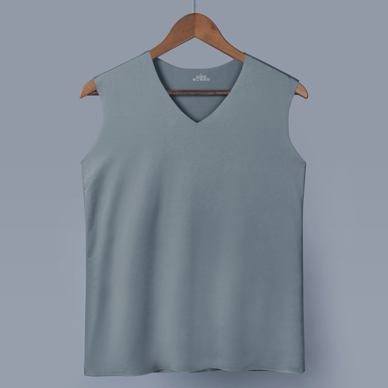Vesta pentru bărbați fără cusături din ice silk, croială Slim, strat de bază respirabil pentru sport
