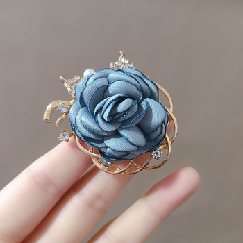 Textil virág brooch gyönggyel, nőknek, vintage ruhadísz