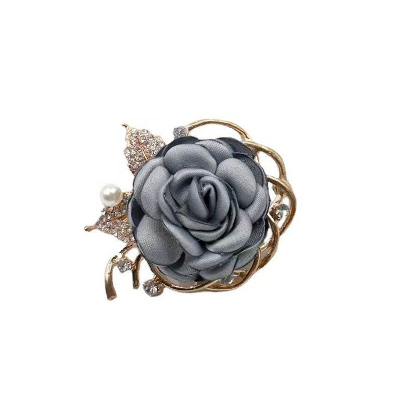 Textil virág brooch gyönggyel, nőknek, vintage ruhadísz