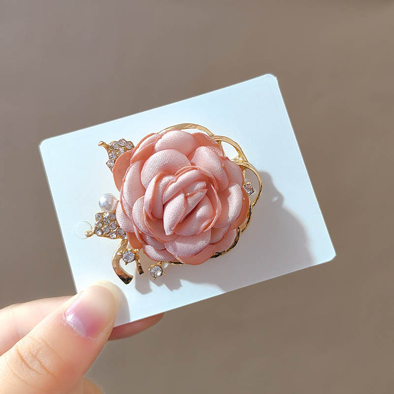 Textil virág brooch gyönggyel, nőknek, vintage ruhadísz