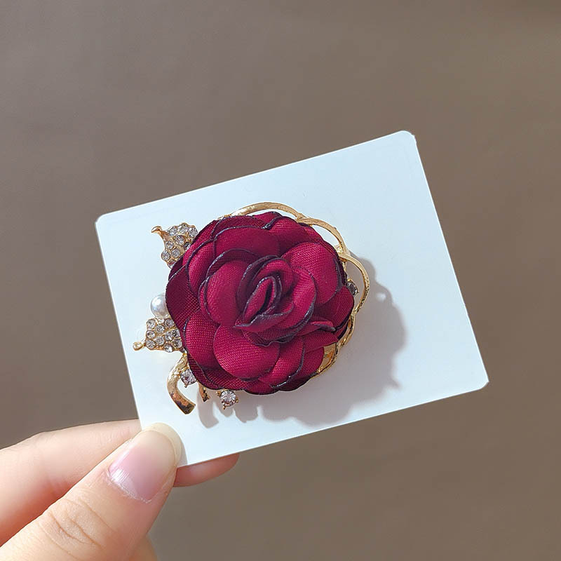 Textil virág brooch gyönggyel, nőknek, vintage ruhadísz