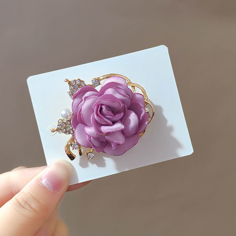 Textil virág brooch gyönggyel, nőknek, vintage ruhadísz