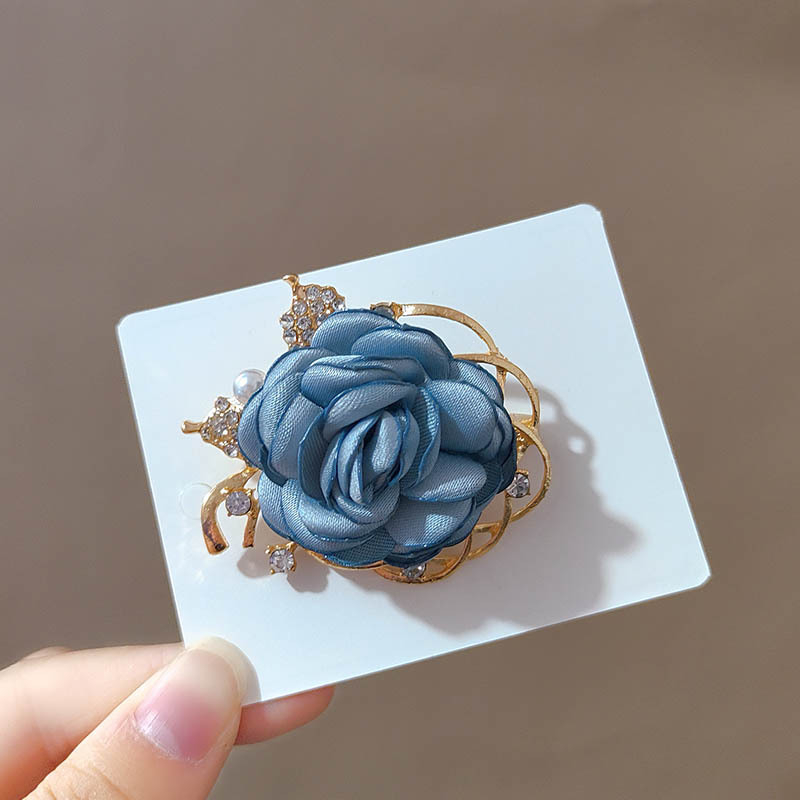 Textil virág brooch gyönggyel, nőknek, vintage ruhadísz