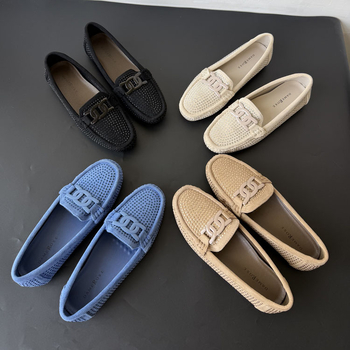 Női nyári légáteresztő rhinestone loaferek hálós mintás felülettel, slip-on, lapos talppal, mindennapi kényelem