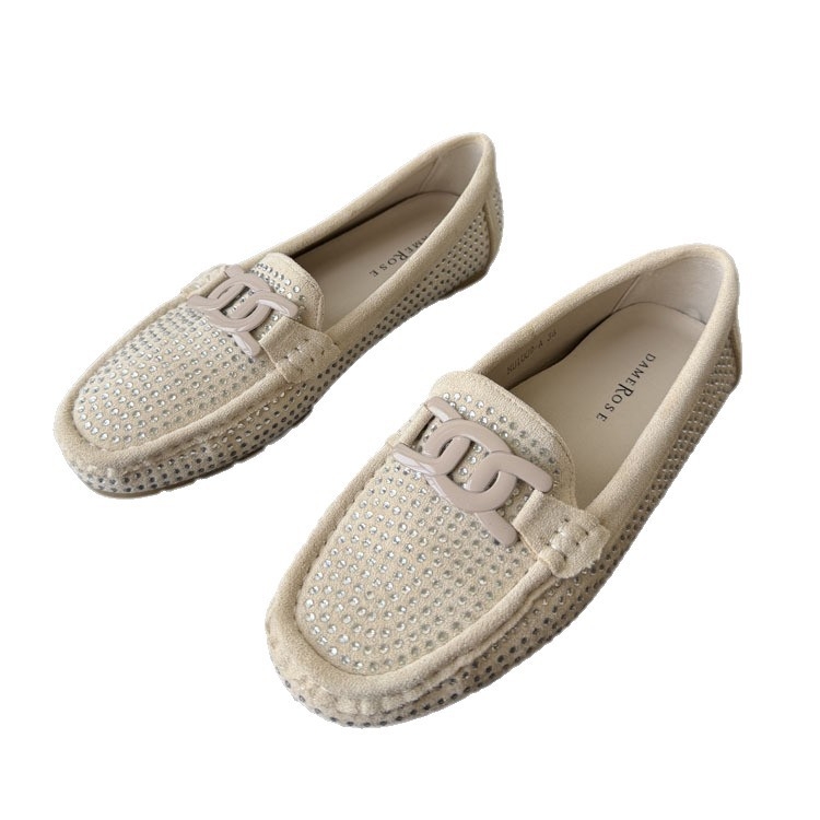 Női nyári légáteresztő rhinestone loaferek hálós mintás felülettel, slip-on, lapos talppal, mindennapi kényelem
