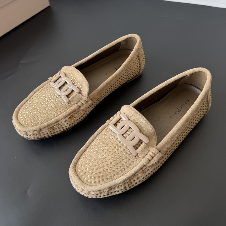 Női nyári légáteresztő rhinestone loaferek hálós mintás felülettel, slip-on, lapos talppal, mindennapi kényelem
