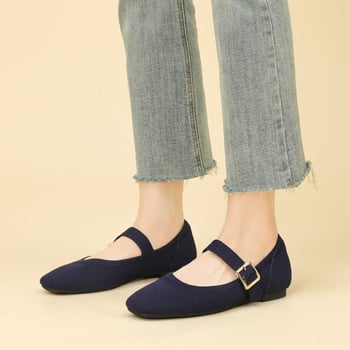 Loafers pentru femei, mărime mare, din plasă tricotată, cu curea simplă, respirabili, stil casual