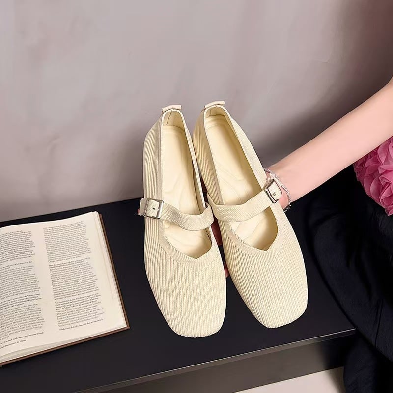 Loafers pentru femei, mărime mare, din plasă tricotată, cu curea simplă, respirabili, stil casual