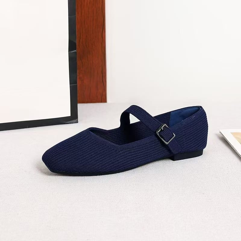 Loafers pentru femei, mărime mare, din plasă tricotată, cu curea simplă, respirabili, stil casual