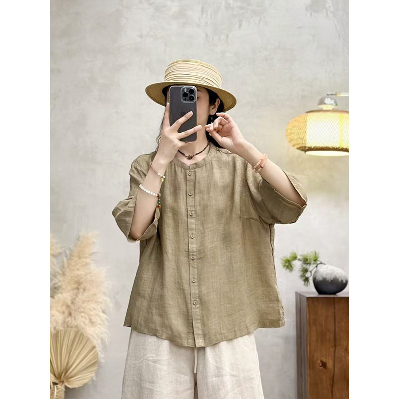 Top cardigan damă, culoare solidă, mâneci scurte, croială lejeră, primăvară-vară