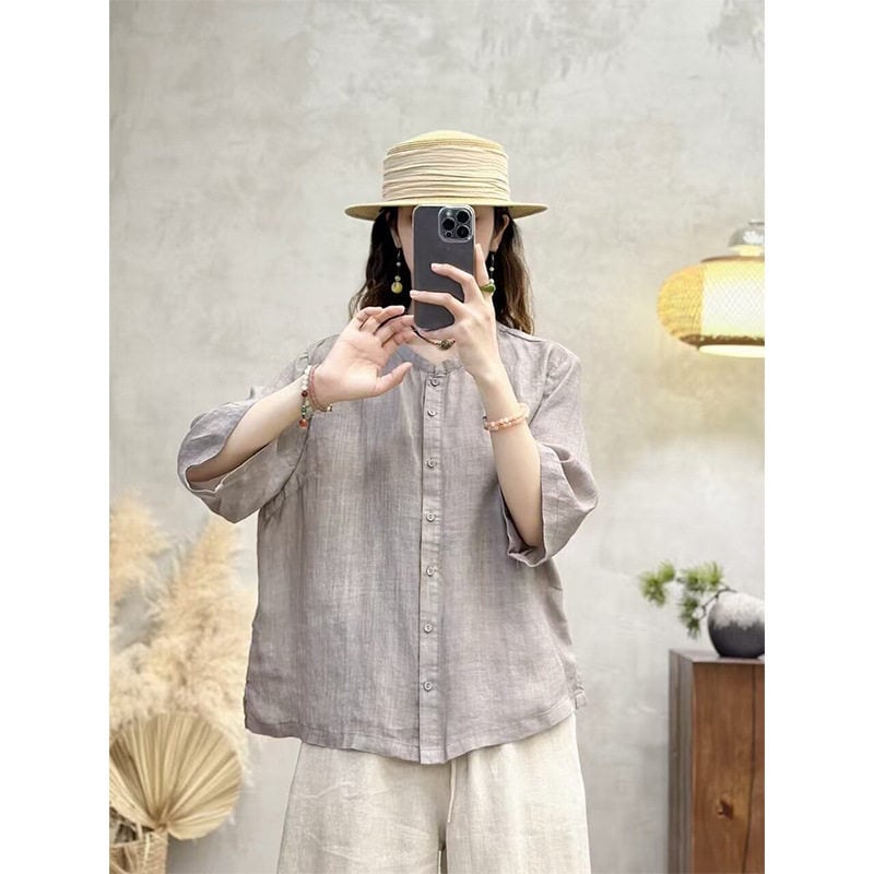 Top cardigan damă, culoare solidă, mâneci scurte, croială lejeră, primăvară-vară