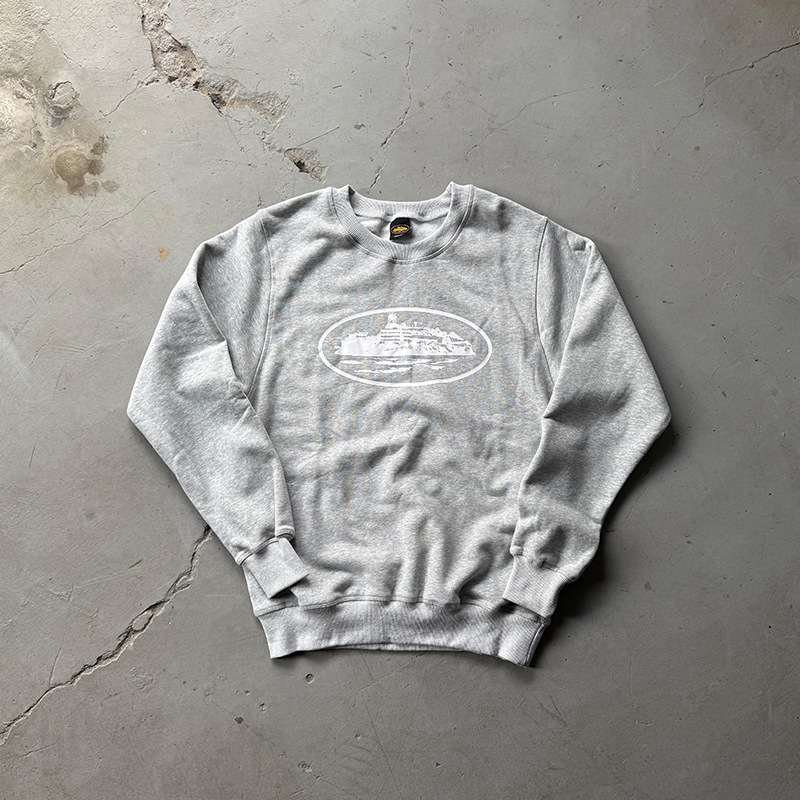 Pulover cu guler rotund, imprimat Hip-Hop Streetwear, căptușit cu fleece, pentru bărbați, set sportiv