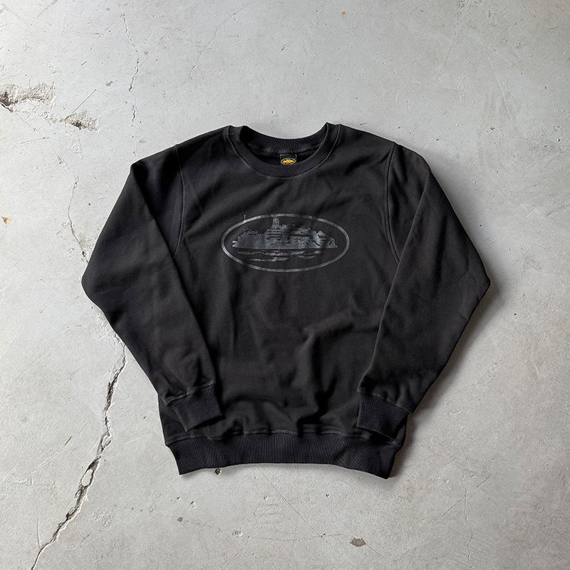 Pulover cu guler rotund, imprimat Hip-Hop Streetwear, căptușit cu fleece, pentru bărbați, set sportiv