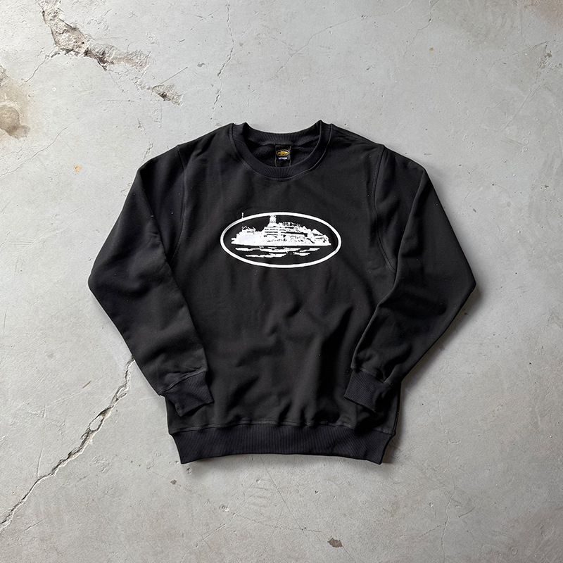 Pulover cu guler rotund, imprimat Hip-Hop Streetwear, căptușit cu fleece, pentru bărbați, set sportiv