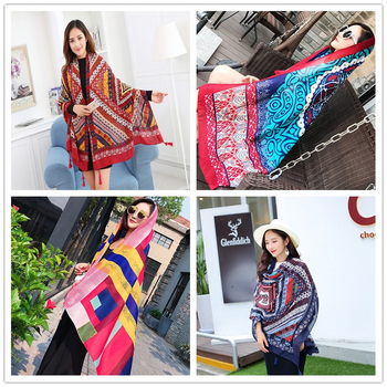Őszi–téli etnikus stílusú pamut twill sál utazáshoz, napvédő kendő, nyomtatott tengerparti nyaraláshoz, 180×90 cm