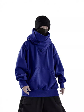 Toamnă 2024, nou model: hanorac cu glugă, căptușit cu fleece, croială lejeră, stil occidental