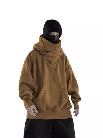 Toamnă 2024, nou model: hanorac cu glugă, căptușit cu fleece, croială lejeră, stil occidental