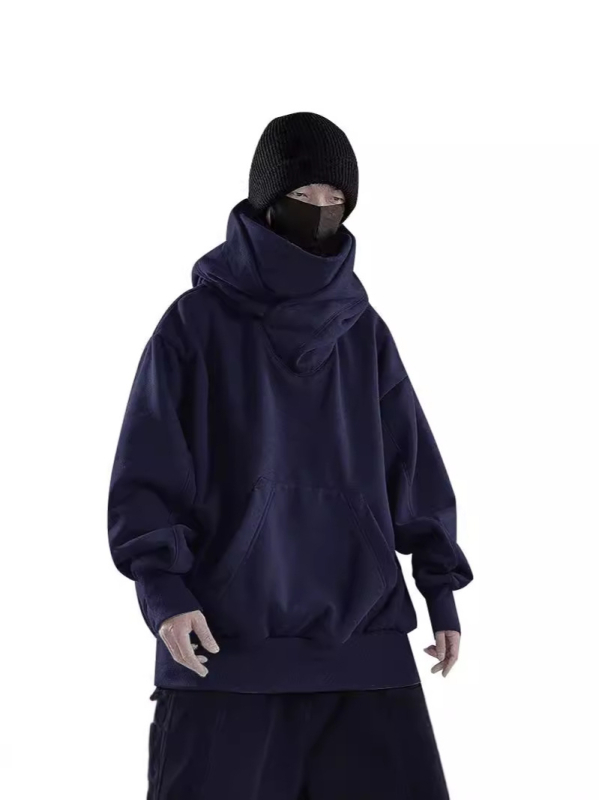 Toamnă 2024, nou model: hanorac cu glugă, căptușit cu fleece, croială lejeră, stil occidental