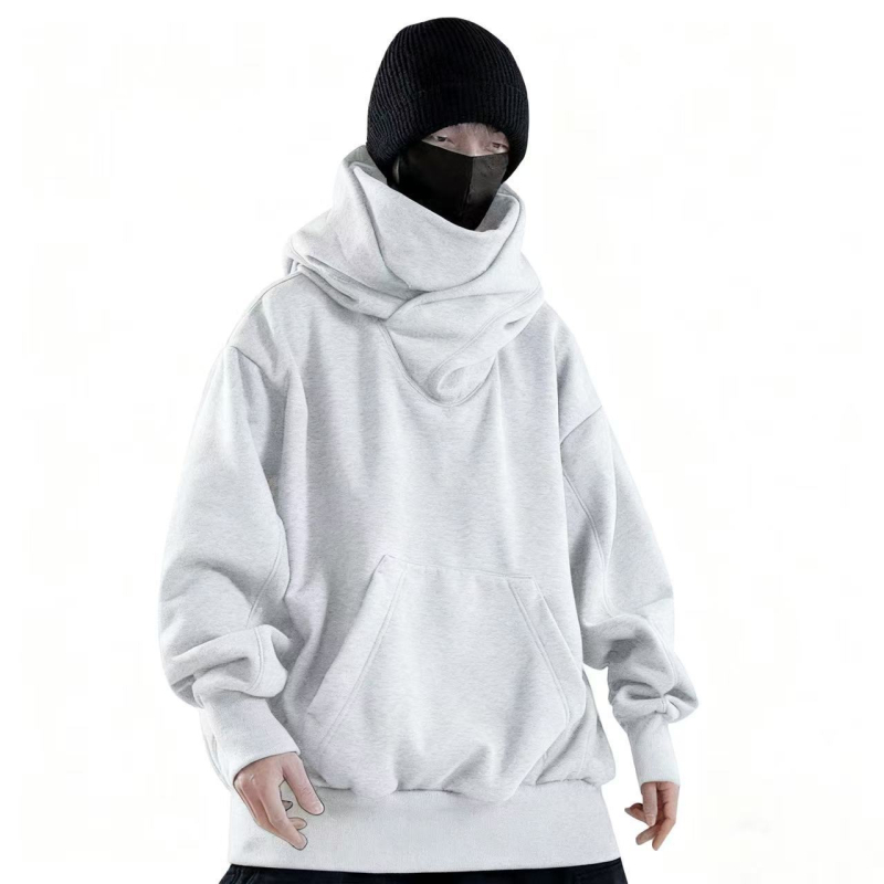 Toamnă 2024, nou model: hanorac cu glugă, căptușit cu fleece, croială lejeră, stil occidental