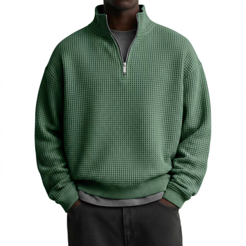 Geacă bărbătească uni color cu guler înalt, fermoar, mânecă lungă, stil casual sport