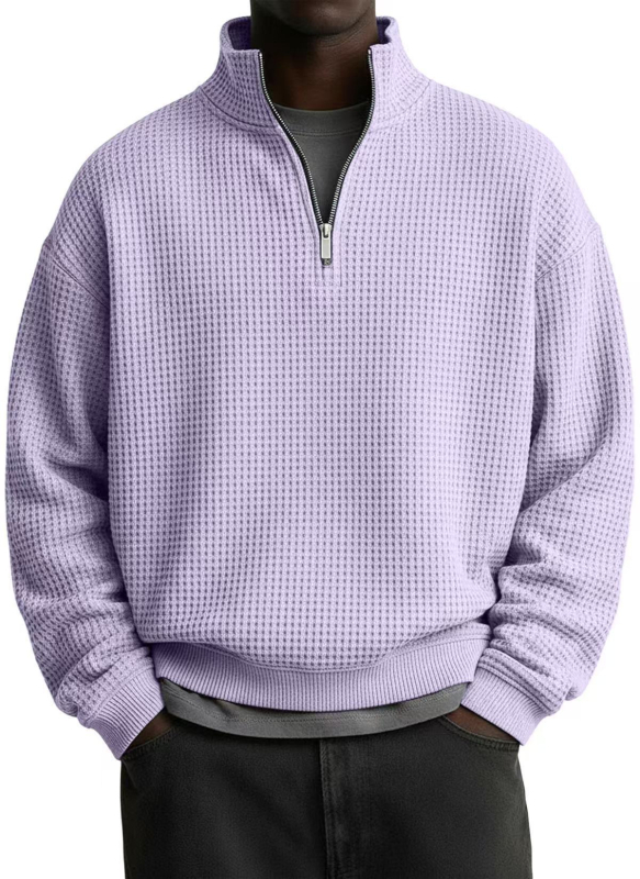 Geacă bărbătească uni color cu guler înalt, fermoar, mânecă lungă, stil casual sport