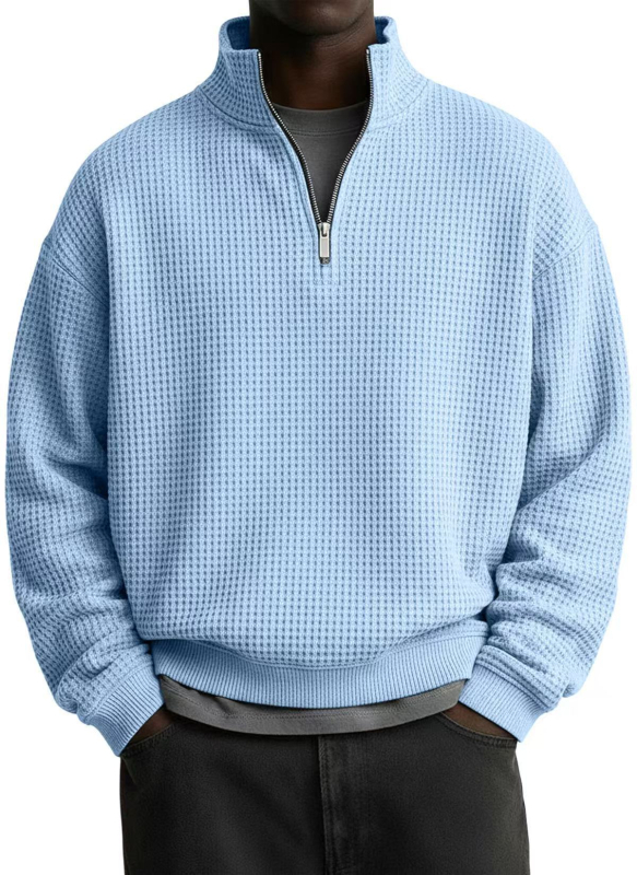 Geacă bărbătească uni color cu guler înalt, fermoar, mânecă lungă, stil casual sport