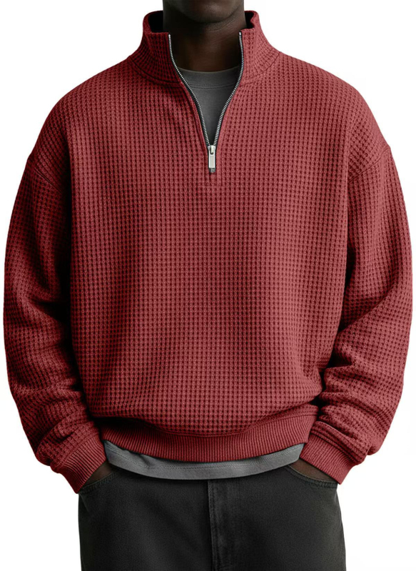 Geacă bărbătească uni color cu guler înalt, fermoar, mânecă lungă, stil casual sport