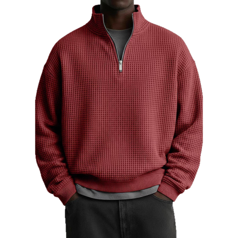 Geacă bărbătească uni color cu guler înalt, fermoar, mânecă lungă, stil casual sport