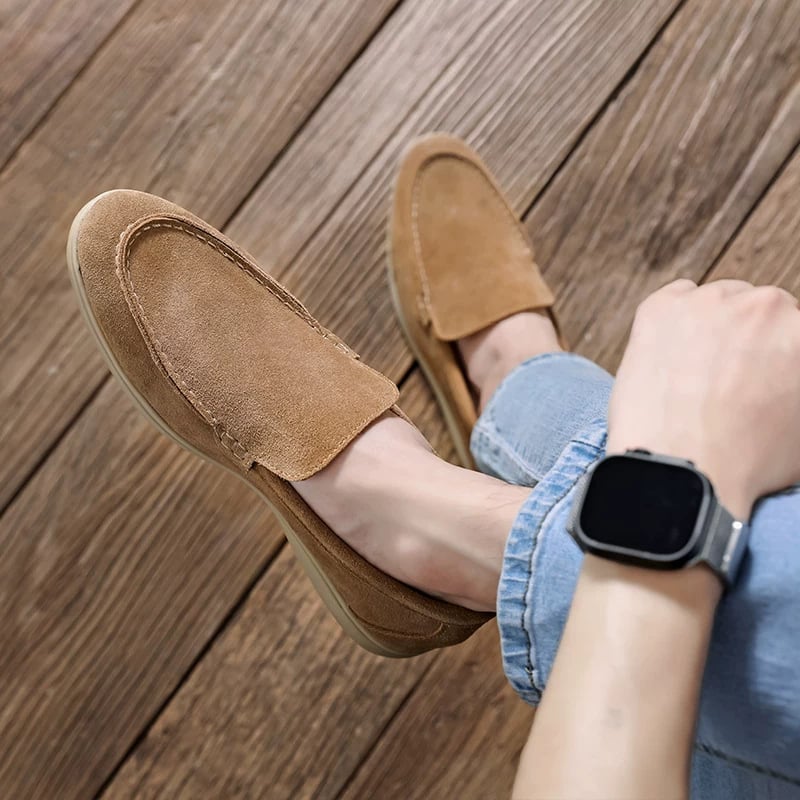 Mocasini bărbați din nubuk, fără șireturi, ușori, casual, stil de bani vechi, stil britanic