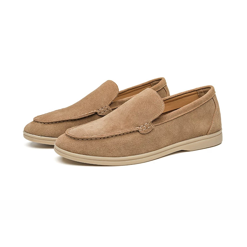 Mocasini bărbați din nubuk, fără șireturi, ușori, casual, stil de bani vechi, stil britanic
