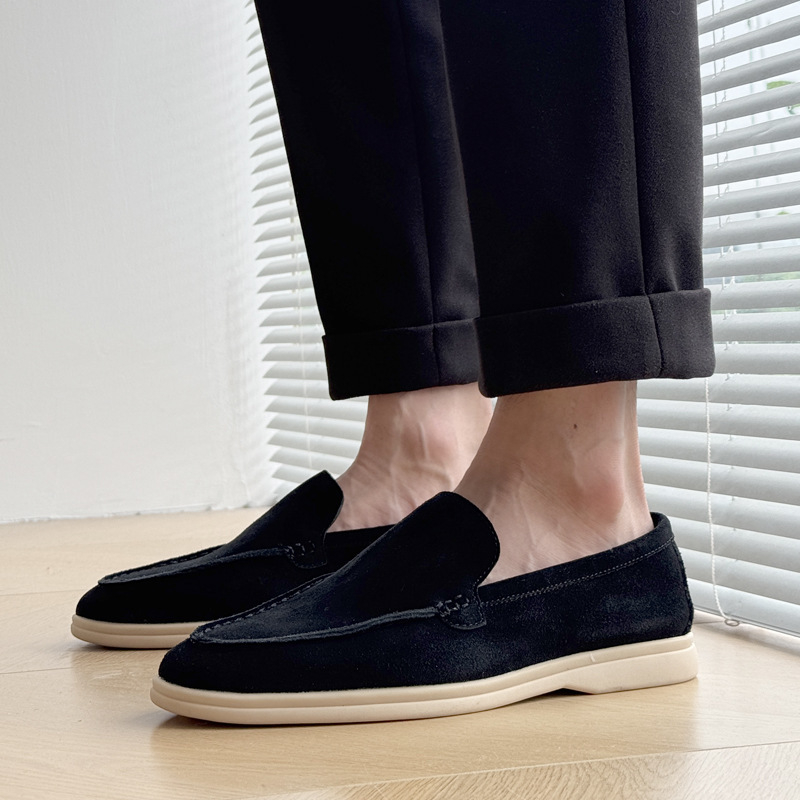 Mocasini bărbați din nubuk, fără șireturi, ușori, casual, stil de bani vechi, stil britanic