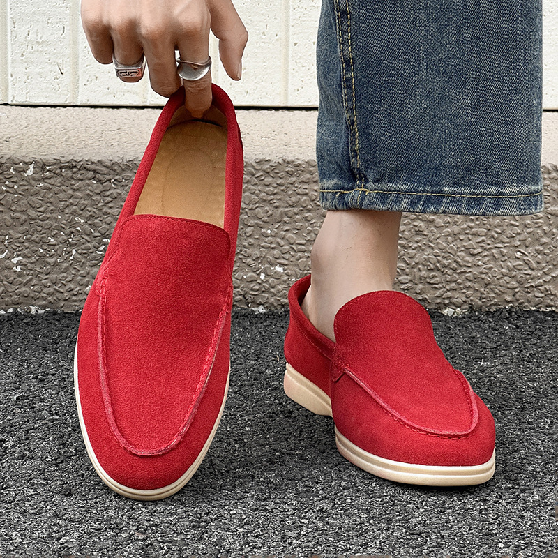 Mocasini bărbați din nubuk, fără șireturi, ușori, casual, stil de bani vechi, stil britanic