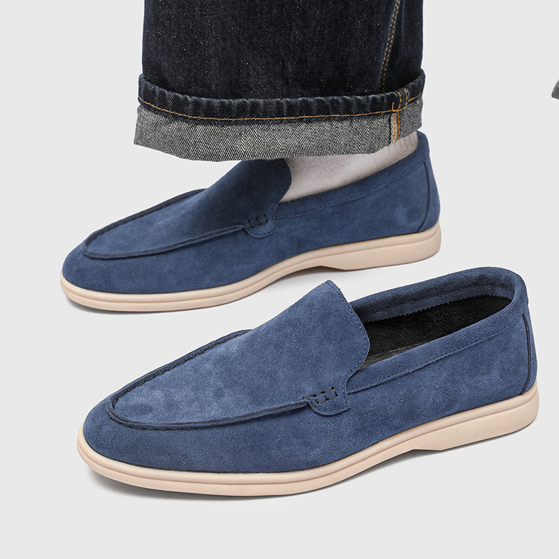 Mocasini bărbați din nubuk, fără șireturi, ușori, casual, stil de bani vechi, stil britanic
