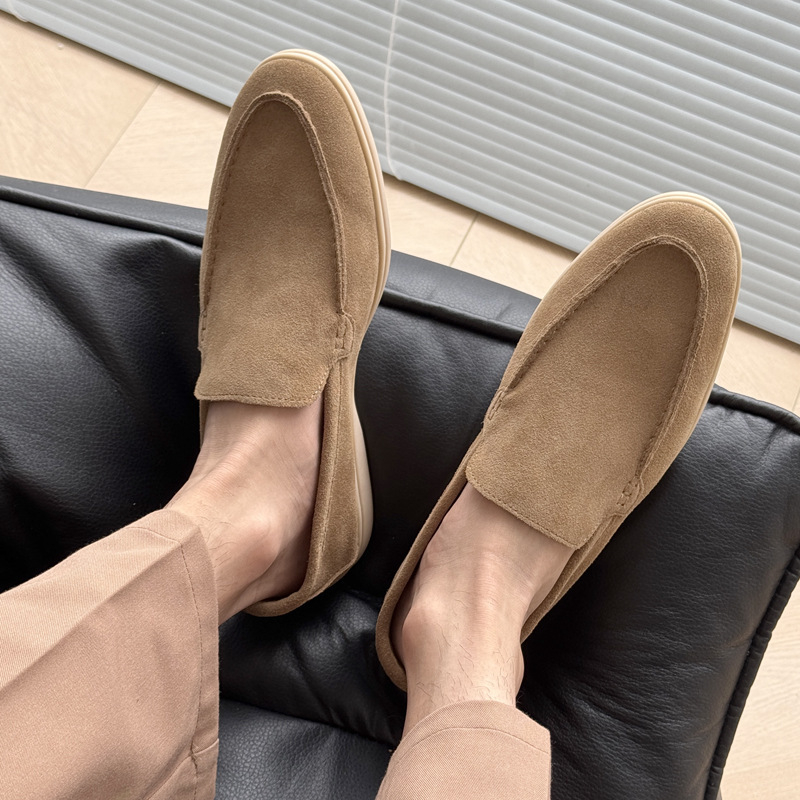 Mocasini bărbați din nubuk, fără șireturi, ușori, casual, stil de bani vechi, stil britanic