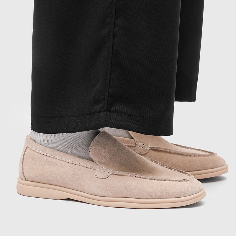 Mocasini bărbați din nubuk, fără șireturi, ușori, casual, stil de bani vechi, stil britanic