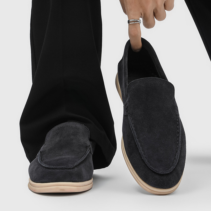 Mocasini bărbați din nubuk, fără șireturi, ușori, casual, stil de bani vechi, stil britanic