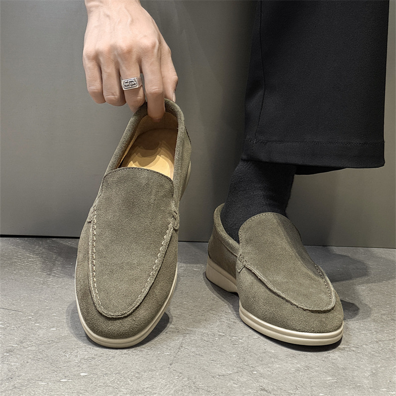 Mocasini bărbați din nubuk, fără șireturi, ușori, casual, stil de bani vechi, stil britanic
