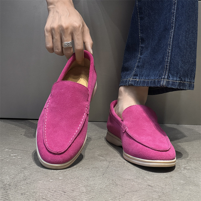 Mocasini bărbați din nubuk, fără șireturi, ușori, casual, stil de bani vechi, stil britanic