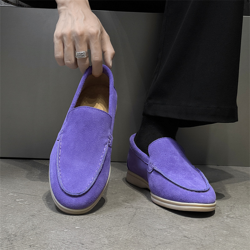Mocasini bărbați din nubuk, fără șireturi, ușori, casual, stil de bani vechi, stil britanic