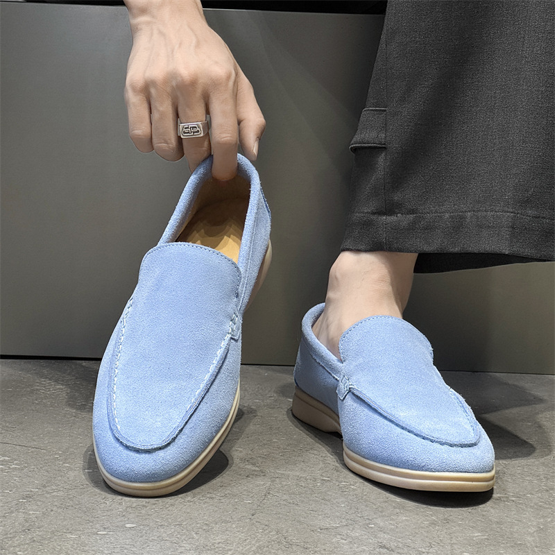 Mocasini bărbați din nubuk, fără șireturi, ușori, casual, stil de bani vechi, stil britanic
